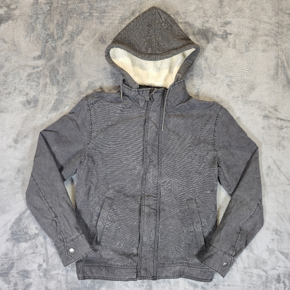 American Eagle Plaid Lined Sherpa Hooded Workwear Jacket Size XS Gray